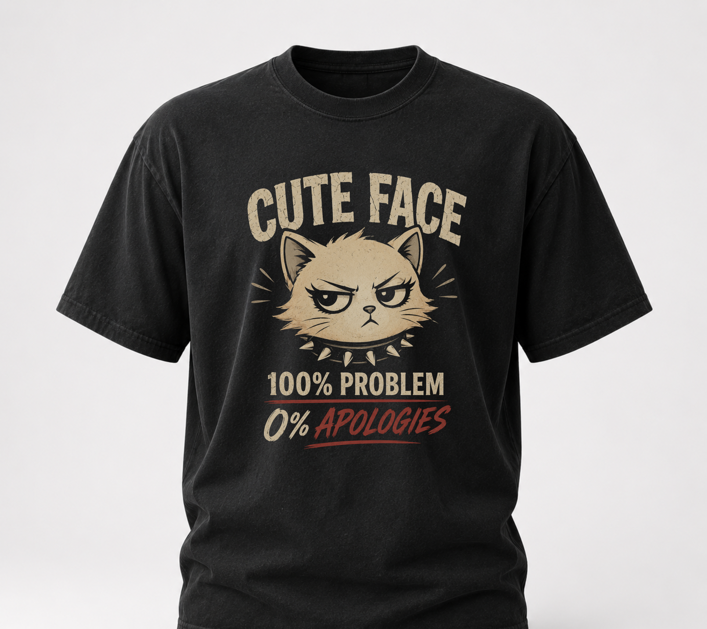 Cute face black tee