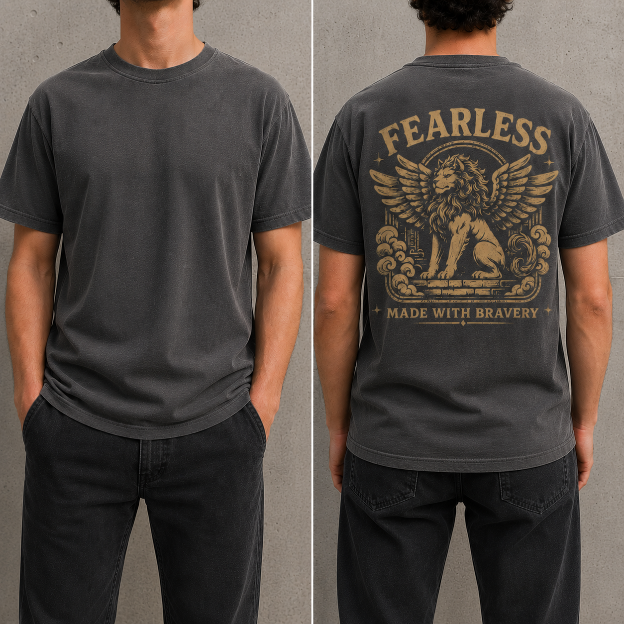 Fearless lion back print