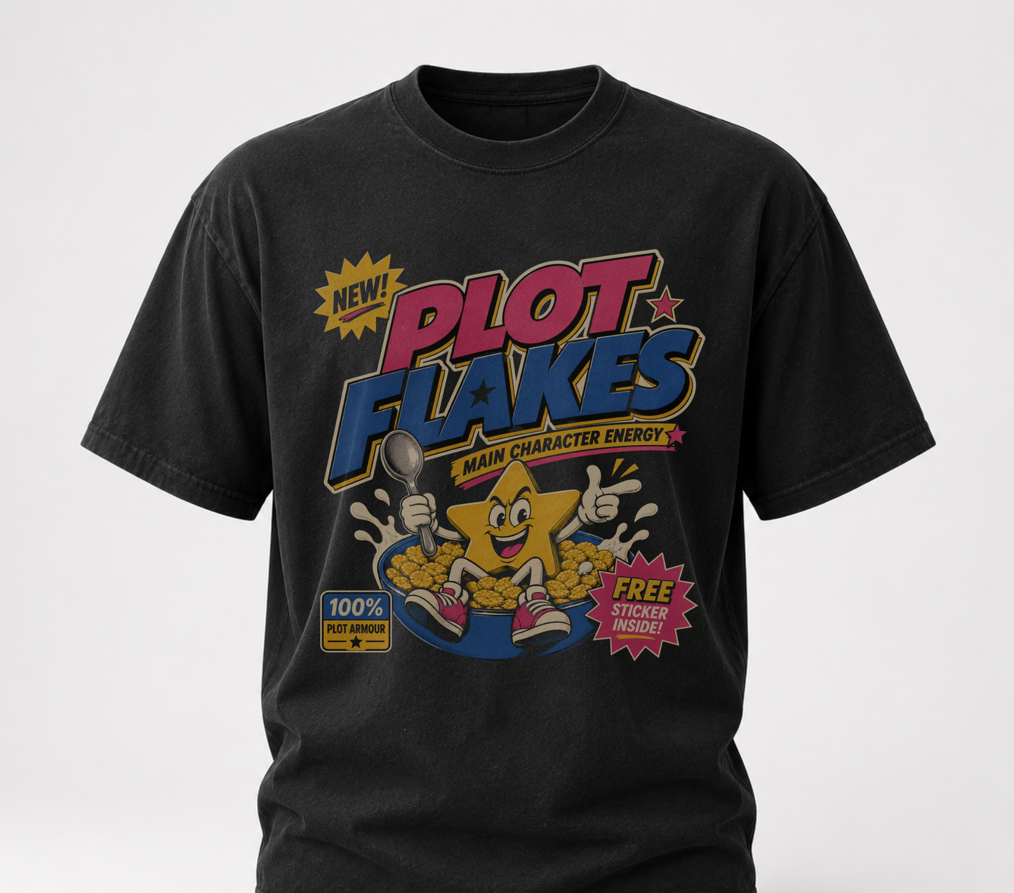 Plot flakes black tee