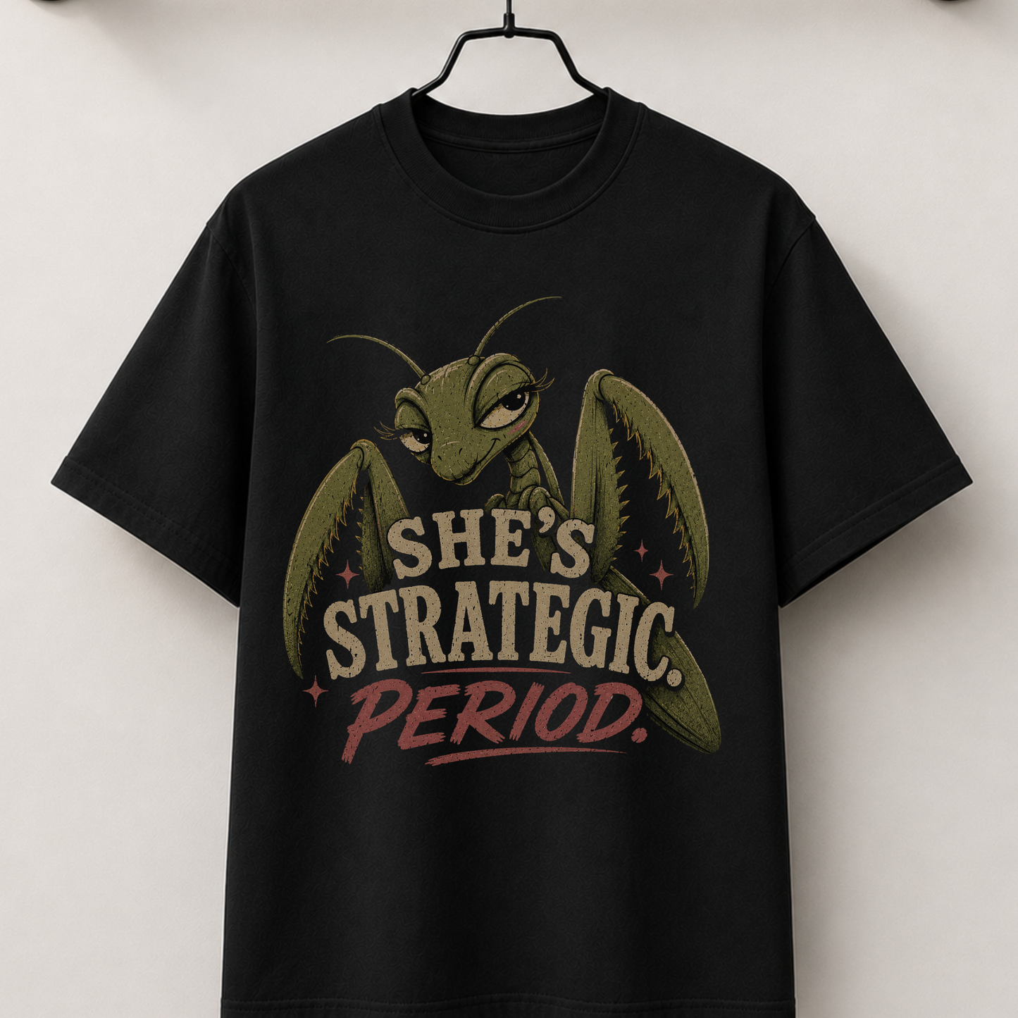 She's strategic black tee