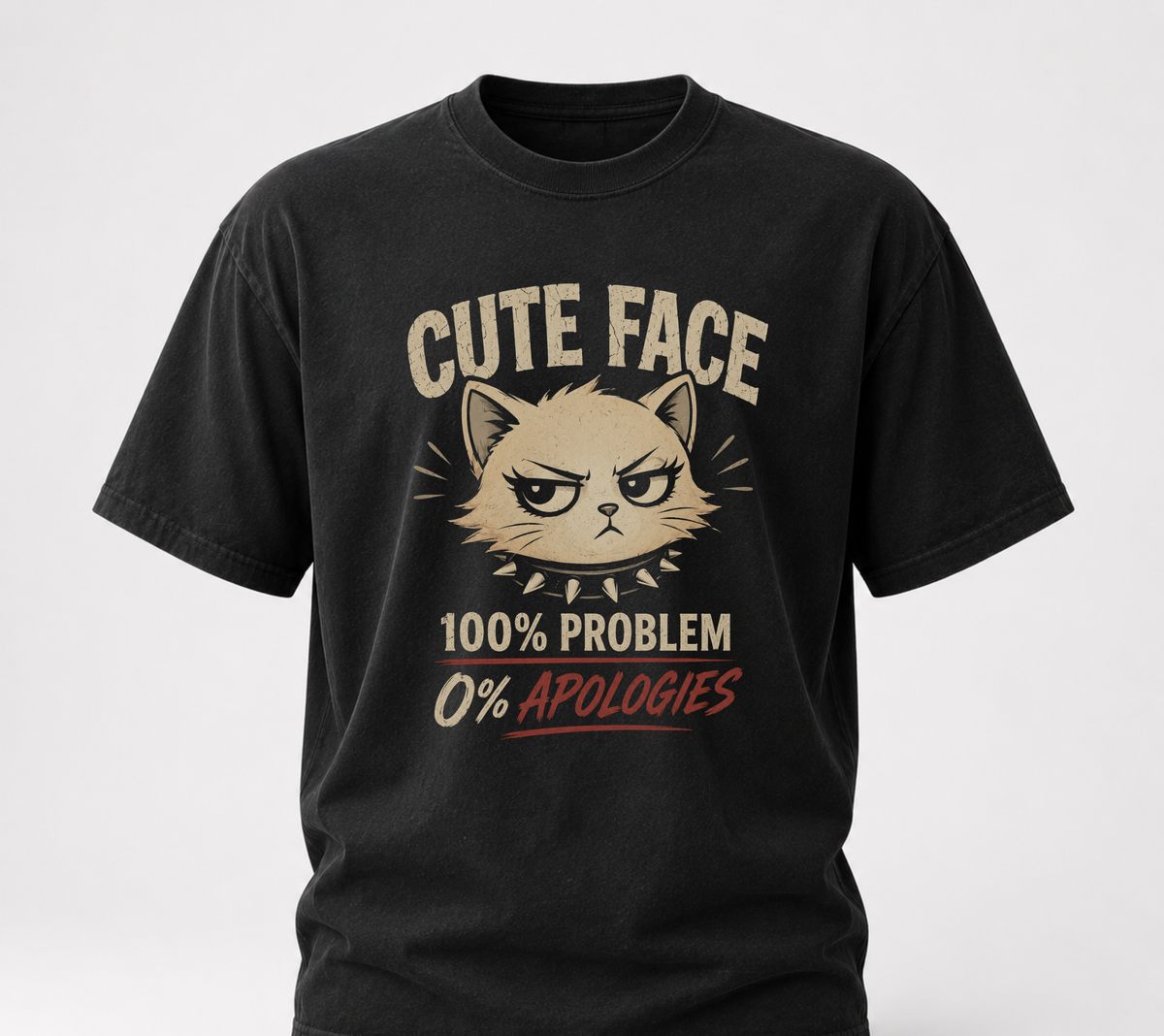 Cute face black tee