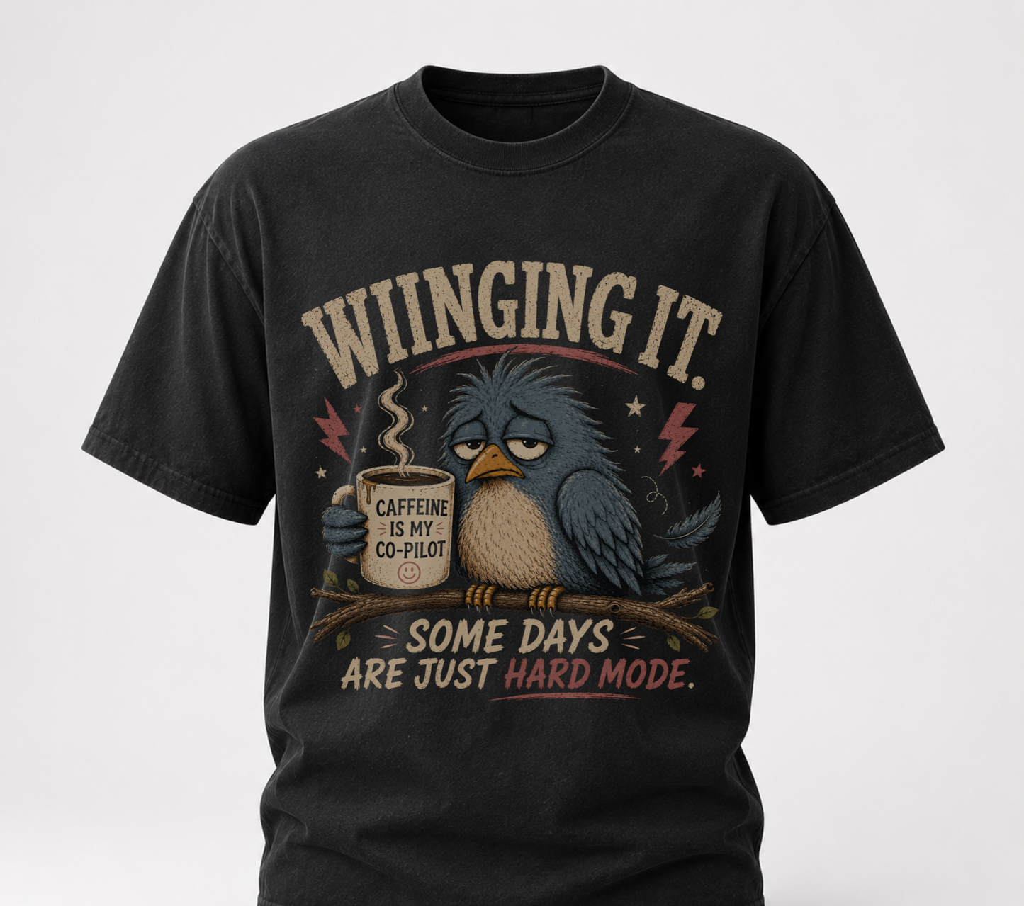 Winging it black tee