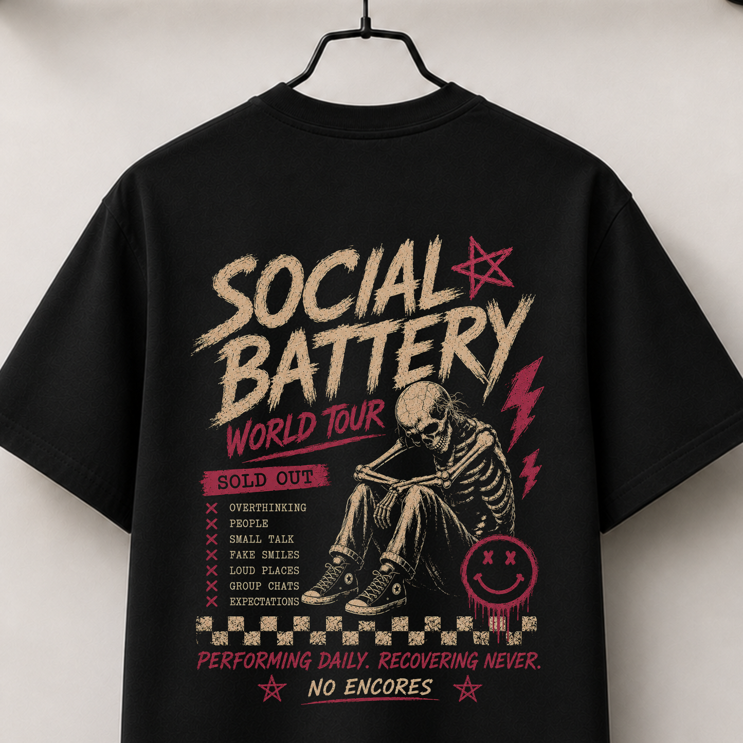 Social battery back print