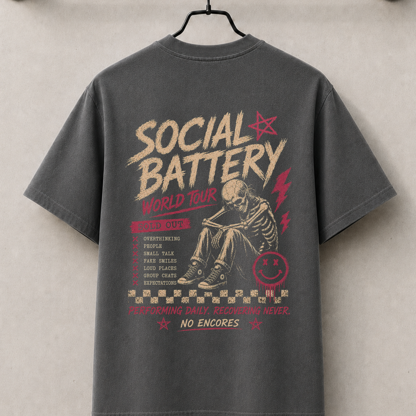 Social battery back print