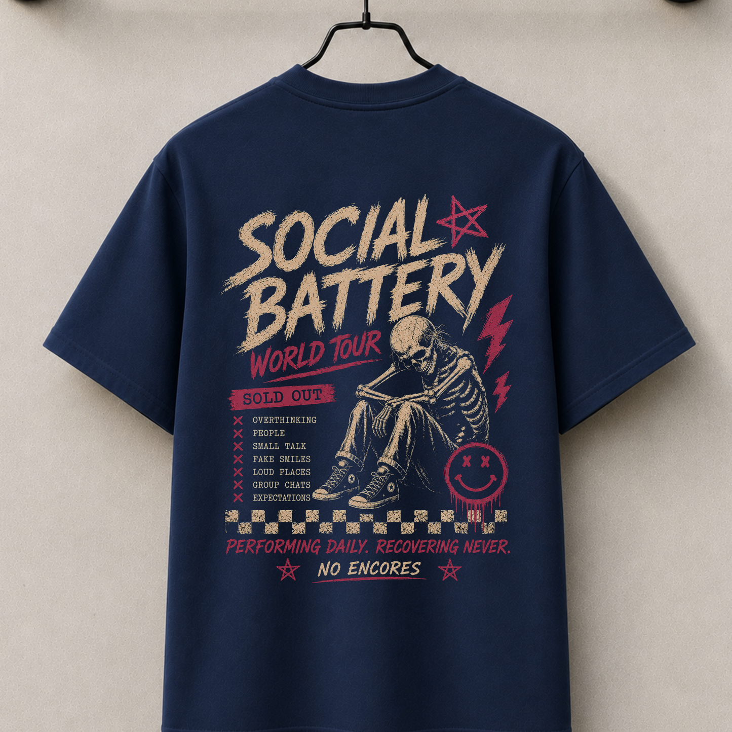 Social battery back print