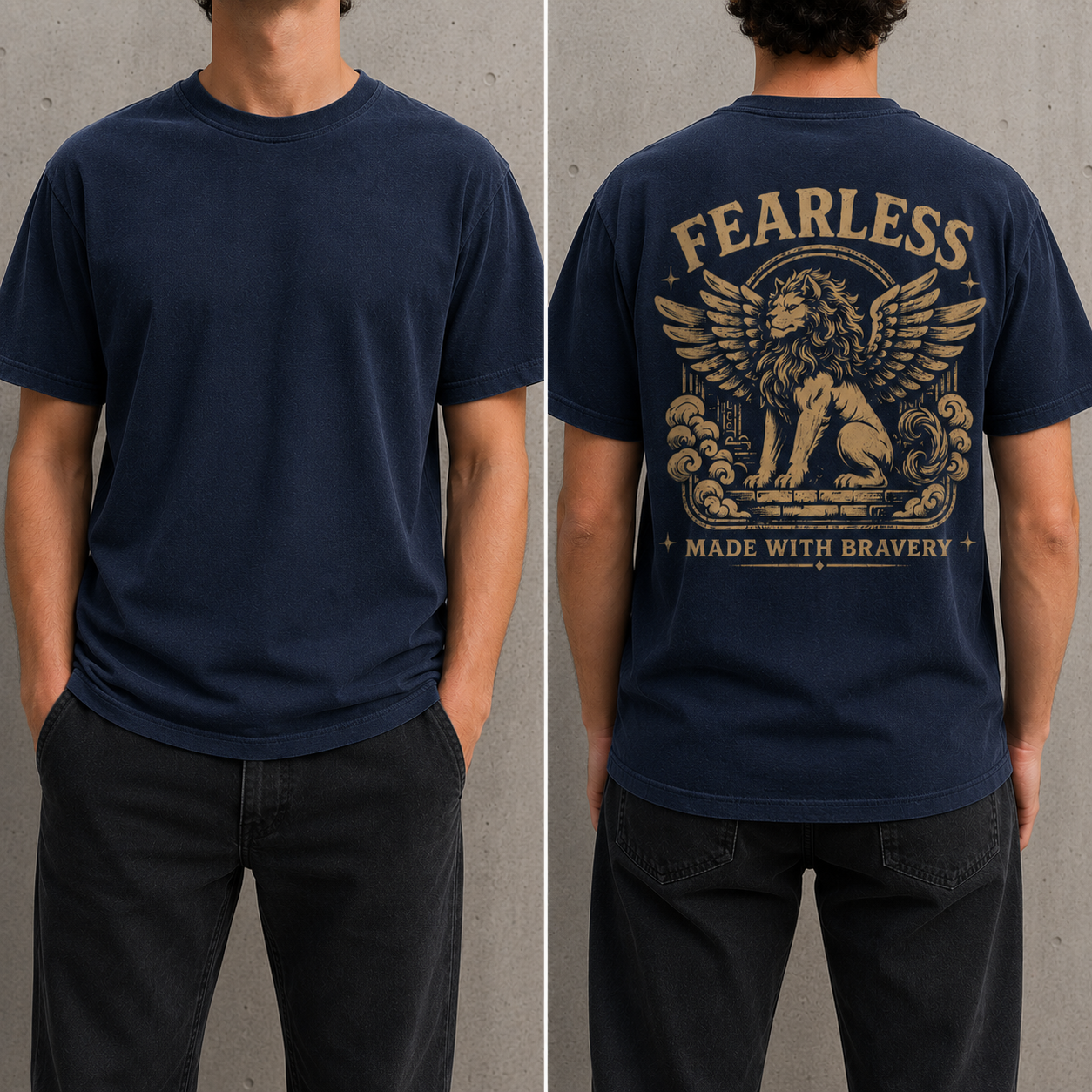 Fearless lion back print
