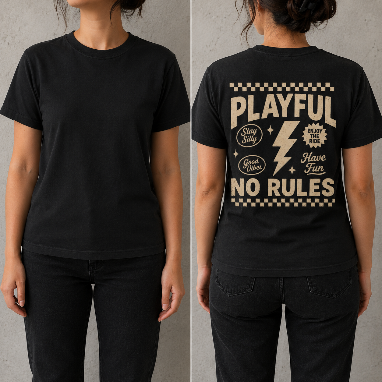 Playful no rules back print