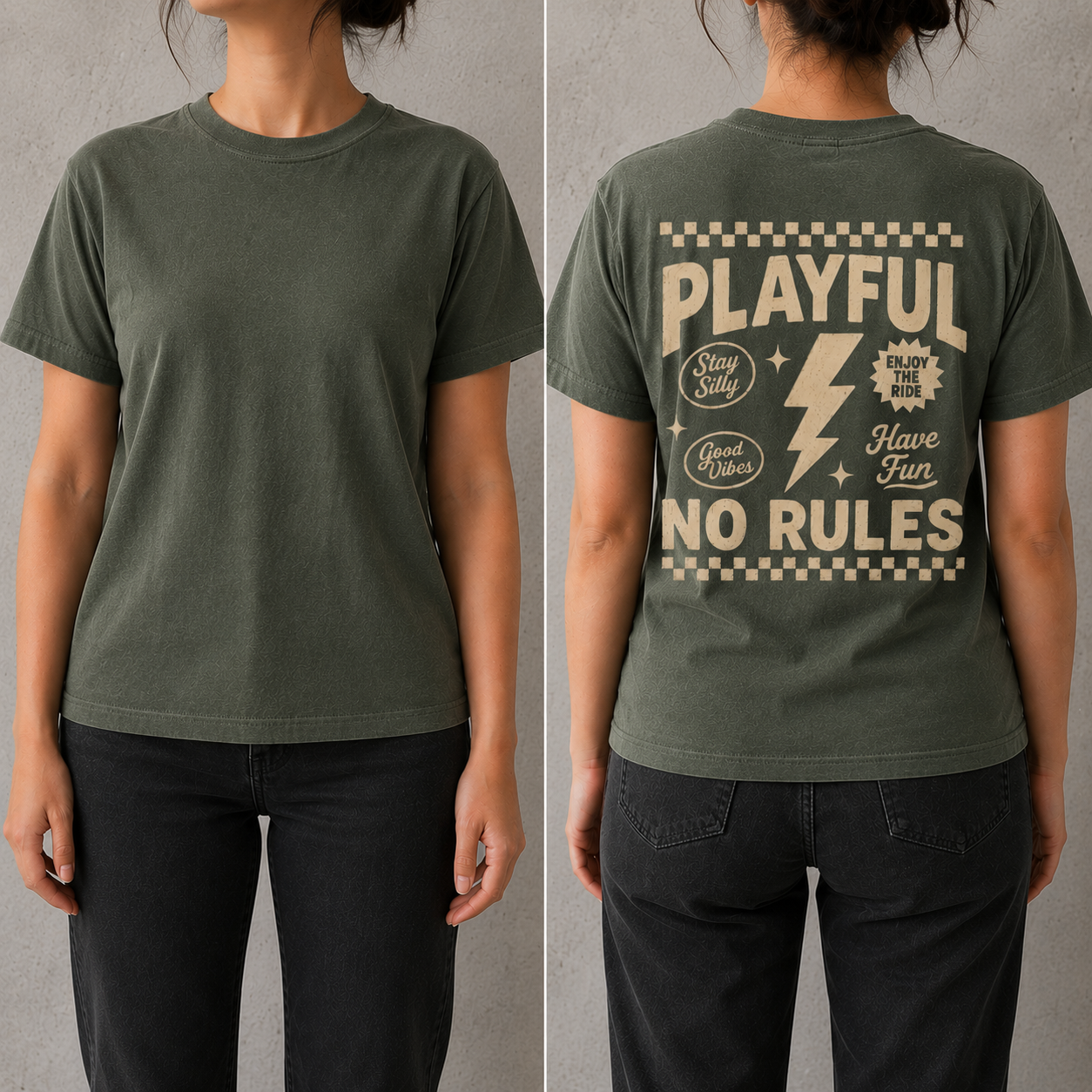 Playful no rules back print