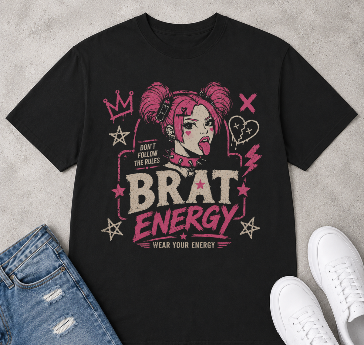 Brat energy black tee